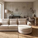 Sofa Felix weißer Chenille 2,5-Sitzer + Lounge rund rechts - Richmond Interiors