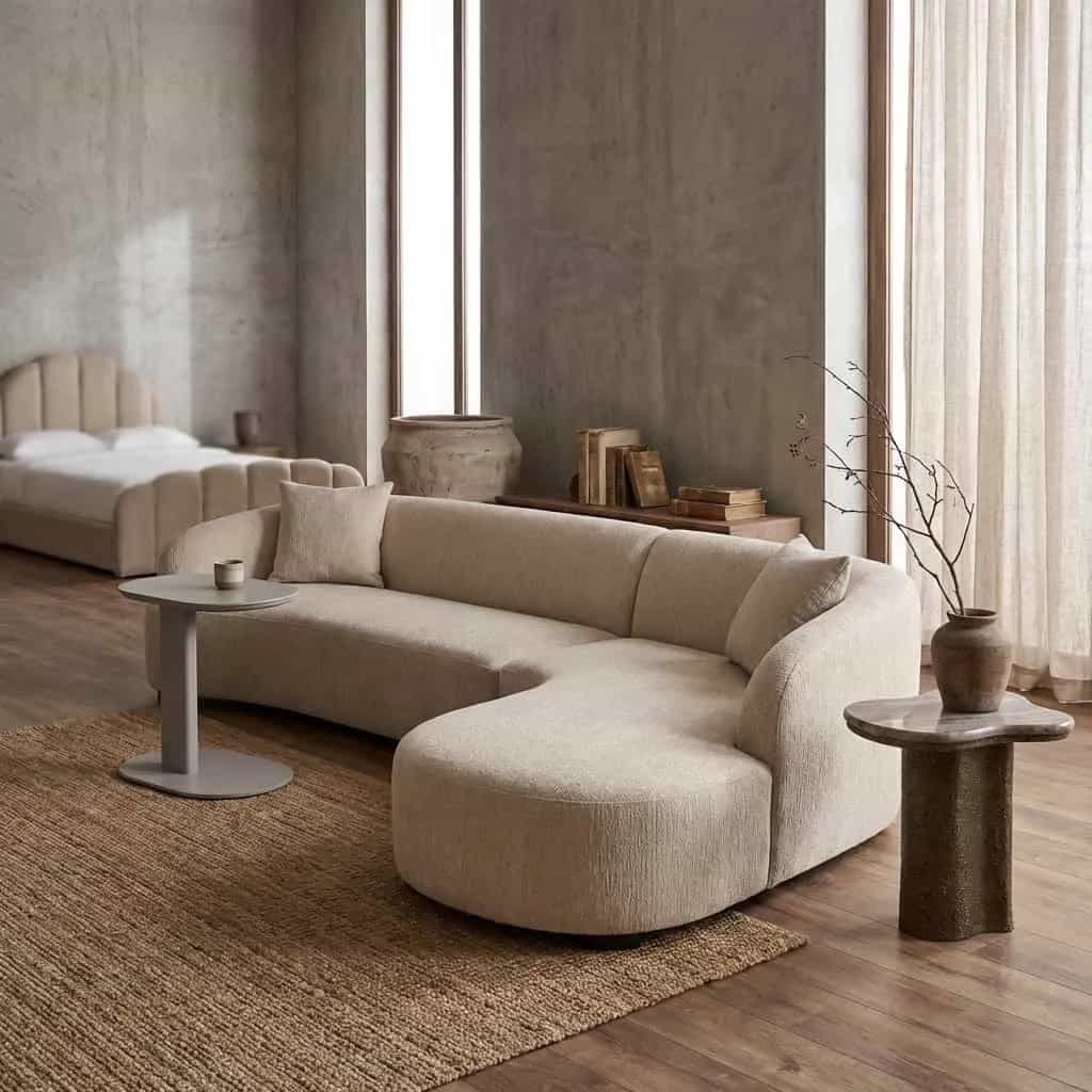 Sofa Pandora beige angora lounge rechts