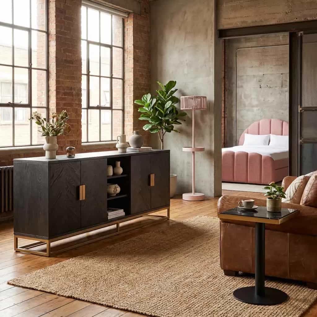 Sideboard Blackbone Messing schwarz rustikal