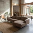 Leeds 2 5-AL + Chaise R - City 453 Moosgrau - Tower Living