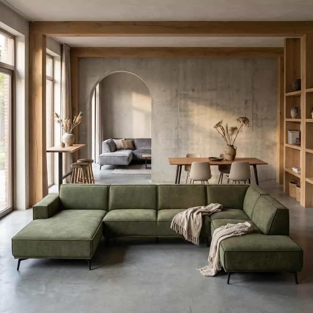 Leeds Chaise L - 2,5 - Ottoman R - City 355 Bottle Green