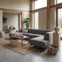 Leeds Chaise L - 2 5 - Ottoman R - City 464 Schwarz Blau - Tower Living