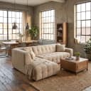 Memphis 3-AR + Ottoman L - Haga 30 beige - Tower Living