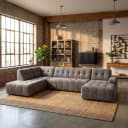 Memphis Chaise R - 3-Sitzer - Ottoman L - Haga 16 charcoal - Tower Living