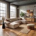 Memphis Chaise R - 3-Sitzer - Ottoman L - Haga 30 beige - Tower Living