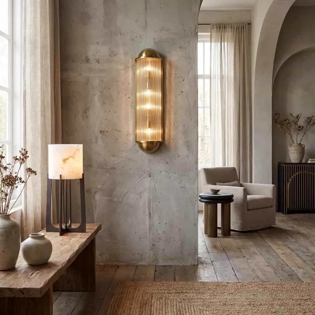Wandleuchte Leeza, gebürstetes Gold