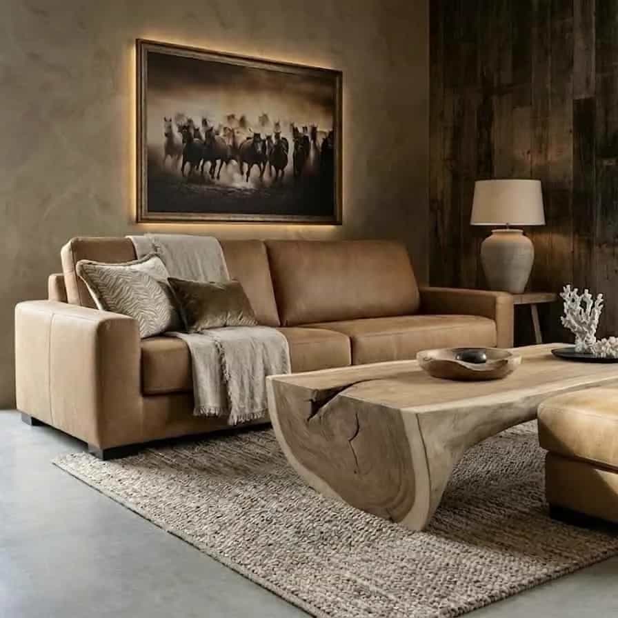 4-Sitzer-Sofa Kentucky + Hocker | Africa-Leder Caramel