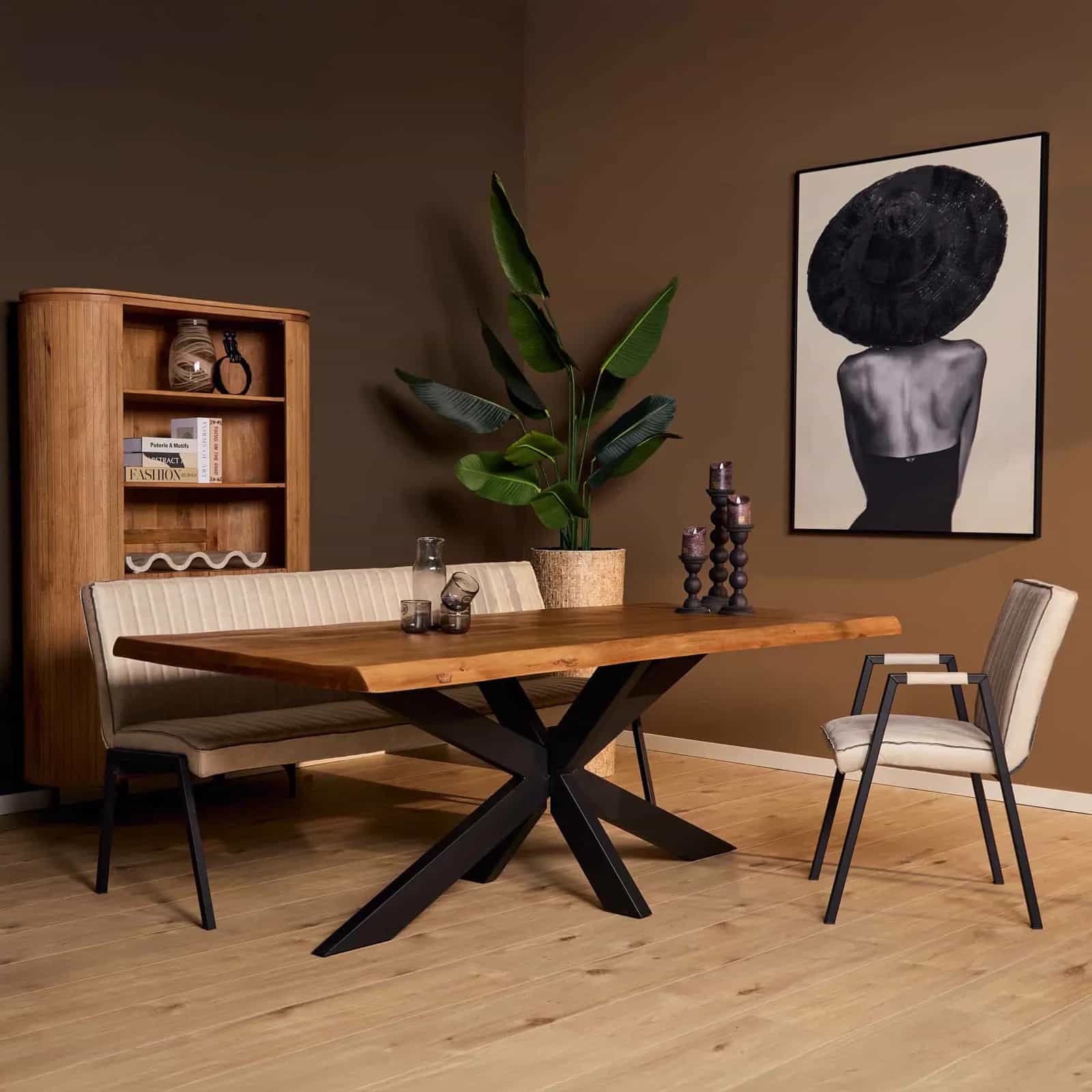 Baumstammtisch Boston Natur-Mangoholz 220 cm
