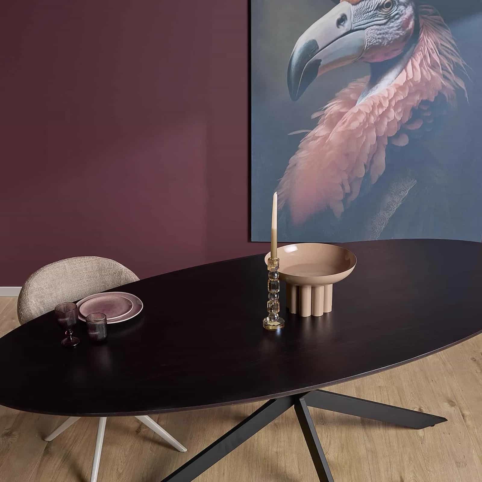 Ferris Eiche Esstisch | Oval 280 cm | Schwarz
