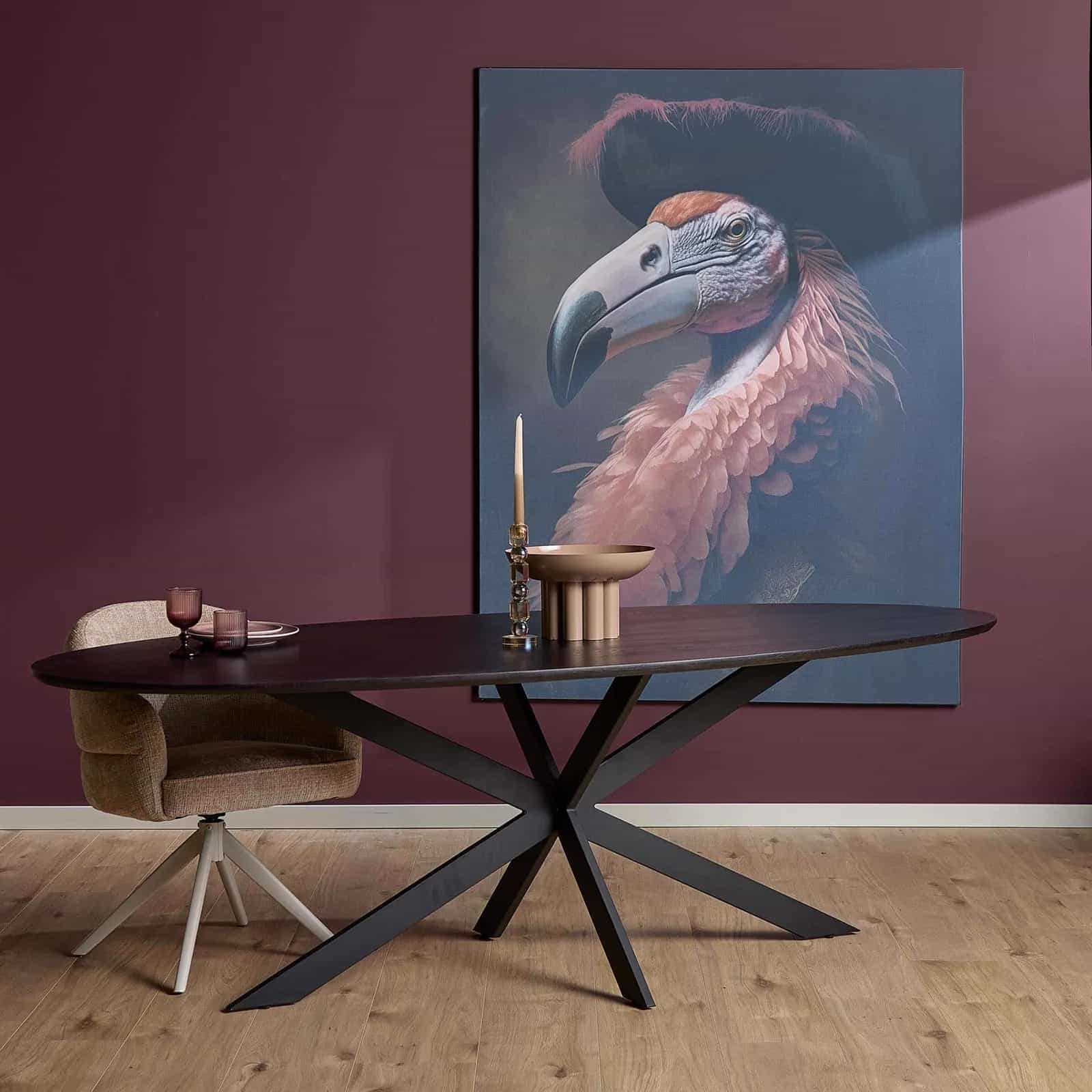 Ferris Eiche Esstisch | Oval 210 cm | Schwarz