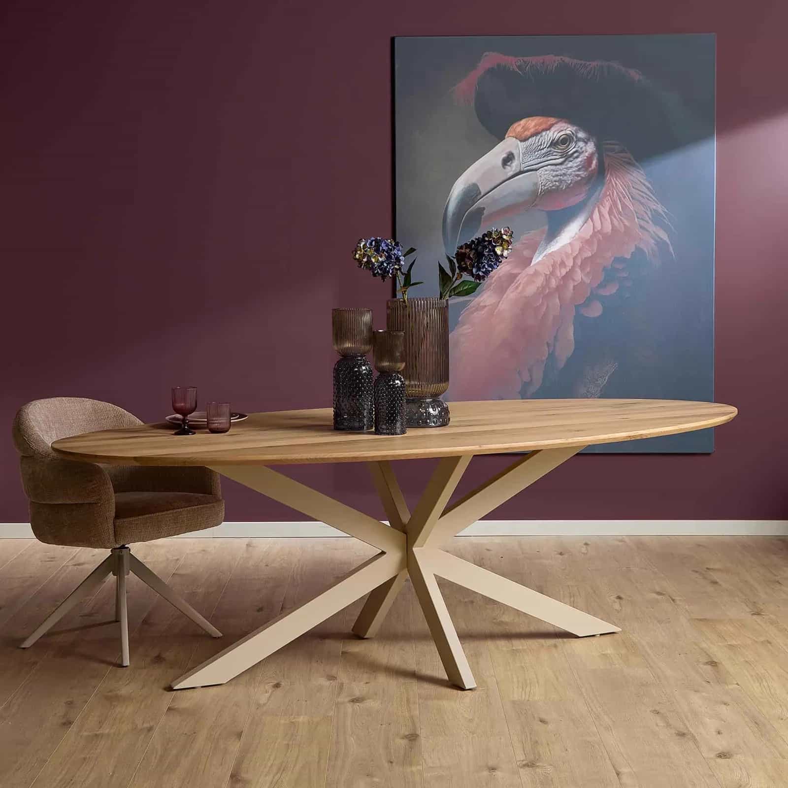 Eichen-Esstisch Ferris | Oval 280 cm | Natur | Tischbeine Sand