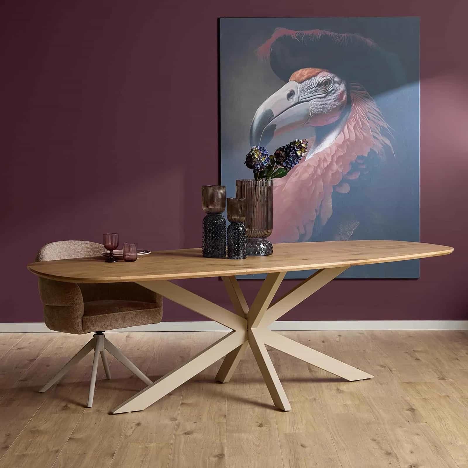 Eichentisch Ferris | Dänisches Oval 280 cm | Natur | Fuß Sand