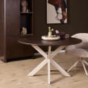 Runder Esstisch Madison Braun, sandfarbene Beine, Mangoholz, 130 cm - Starfurn