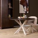 Runder Esstisch Madison Braun, sandfarbene Beine, Mangoholz, 110 cm - Starfurn