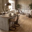 Barstuhl Bolton khaki Samt gebürstetes Gold feuerhemmend (2er-Set) - Richmond Interiors