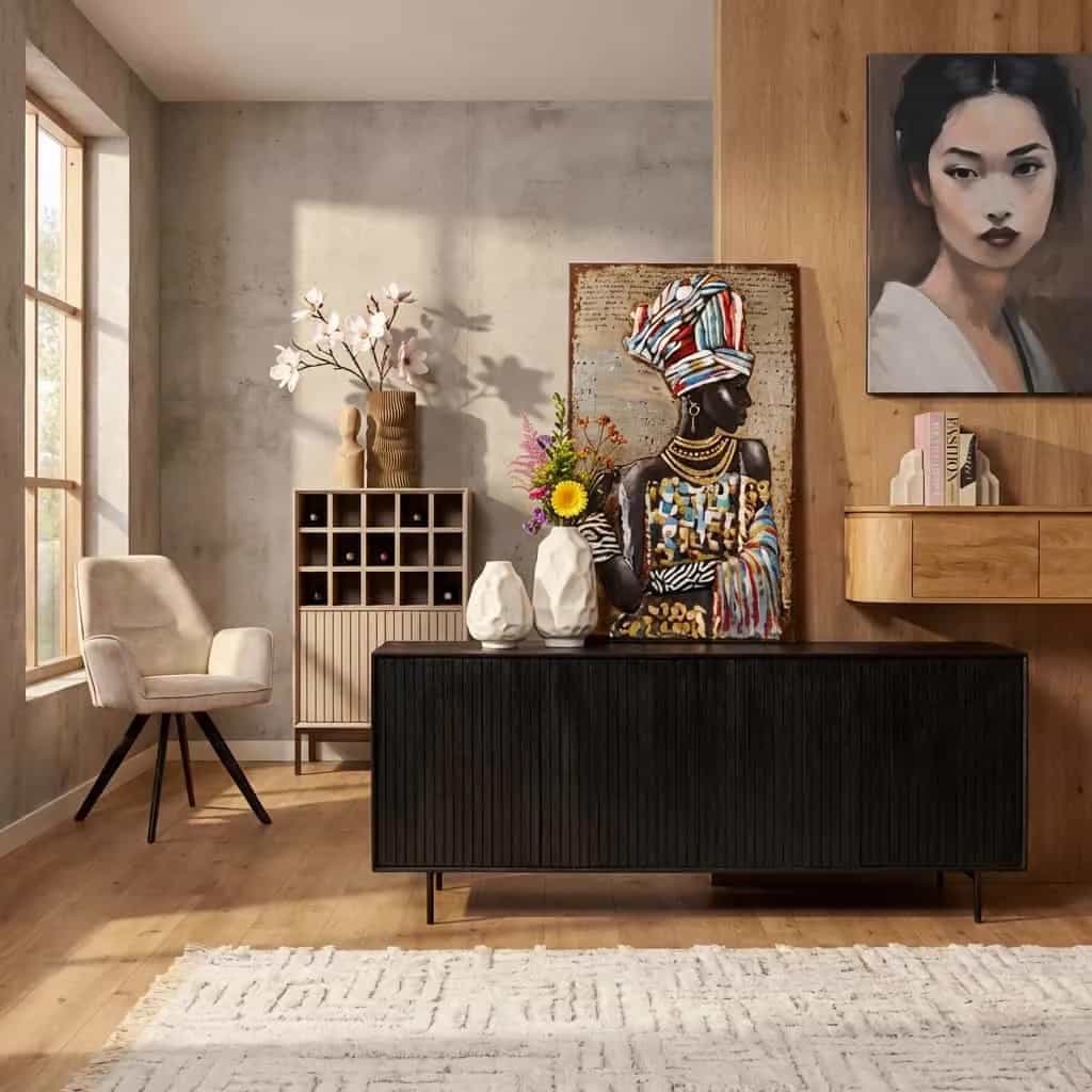 Sideboard Madison Schwarz | 210 cm