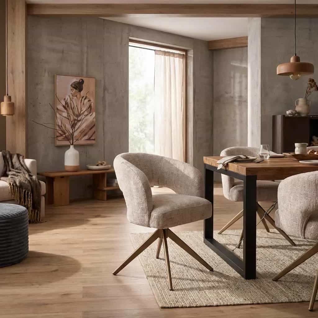 Esszimmerstuhl Demi | Beige | Beine Bronze | Mit Armlehnen