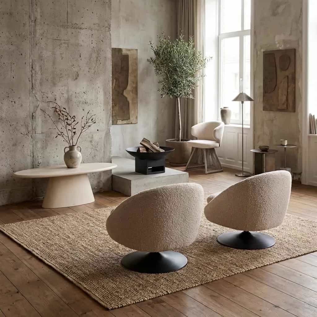 Lounge-Sessel Nodo natural chunky swivel