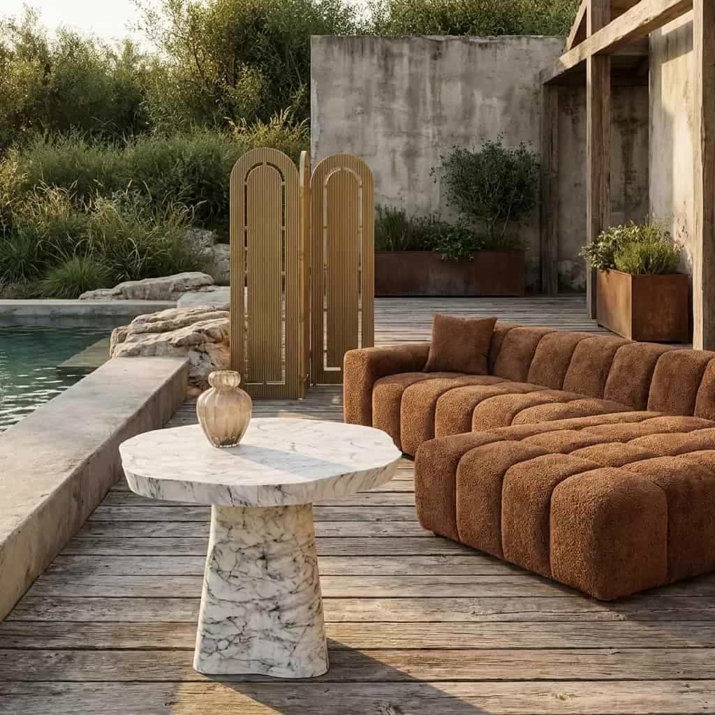 Outdoor Rockyard in weißem Marmor-Look 100Ø