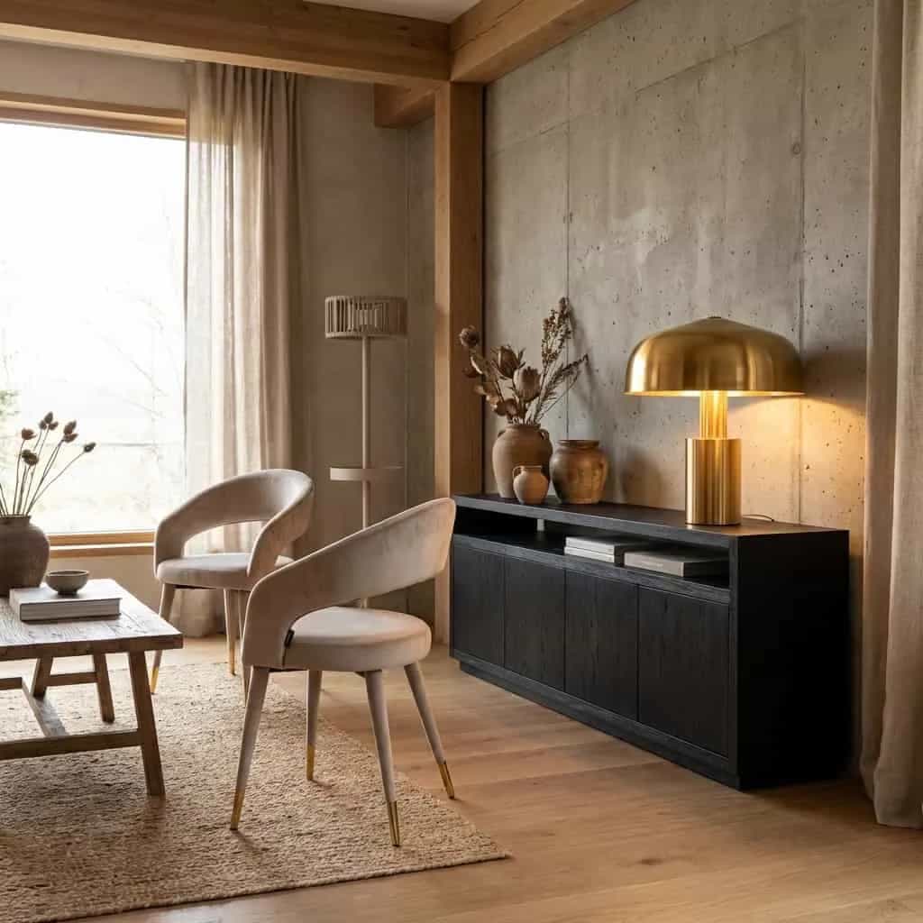 Tischlampe Linzy, gebürstetes Gold