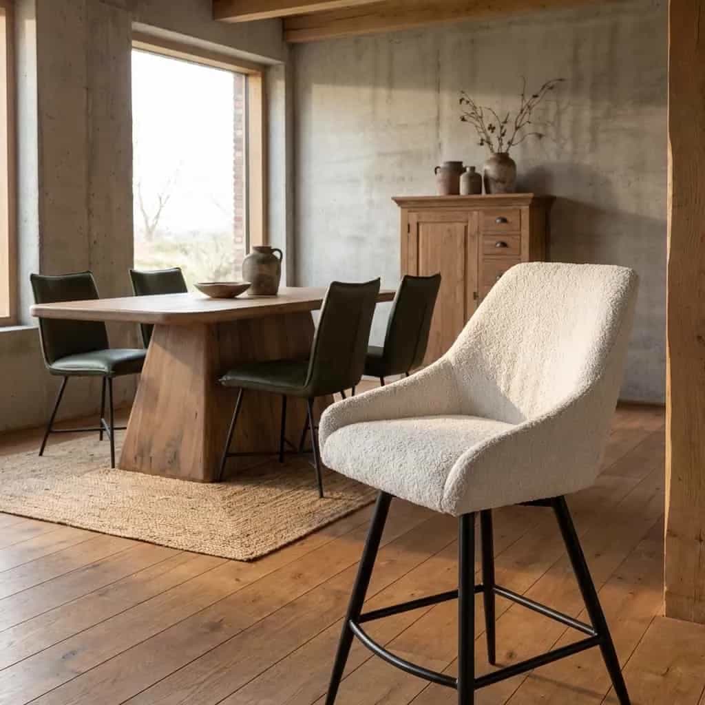 Trino Barhocker - Stoff Trenza 04 weiß (drehbar)