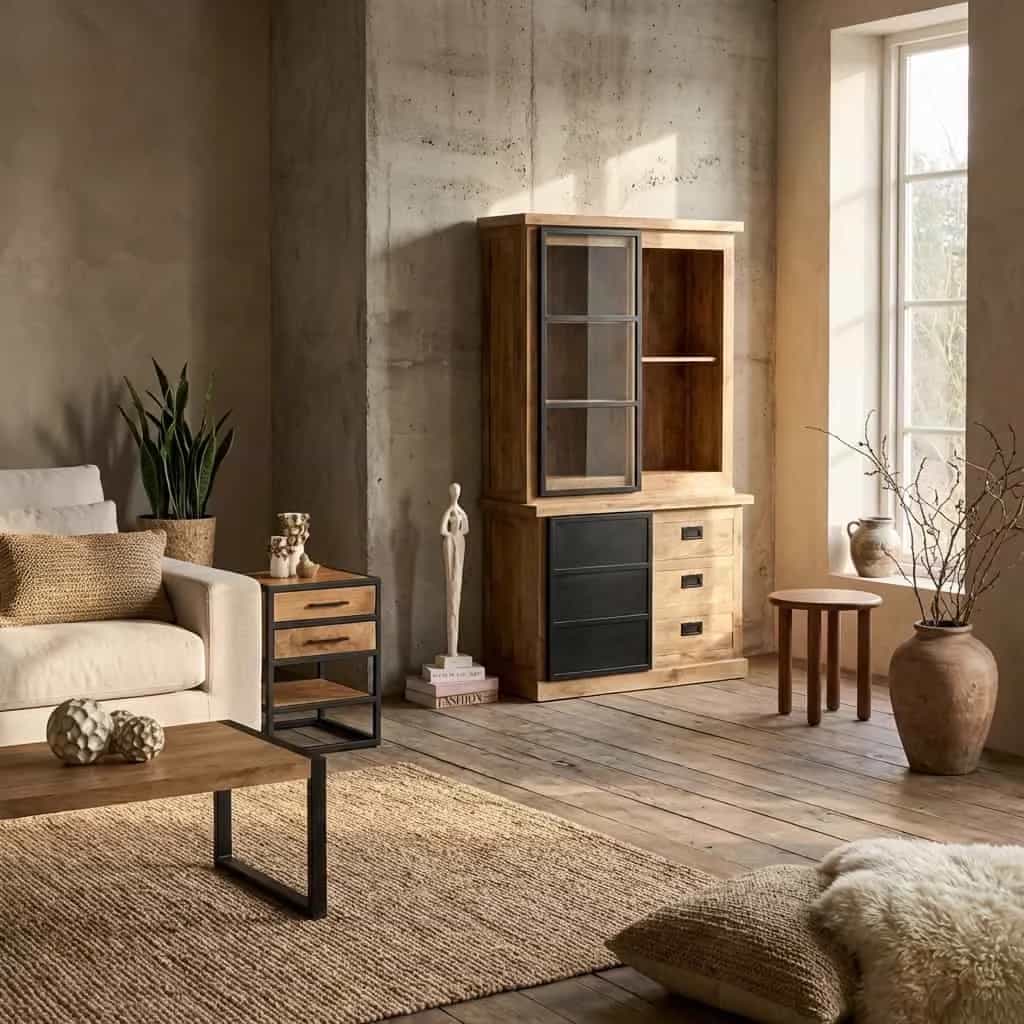 Vitrine Noa Natur-Mangoholz 120 cm