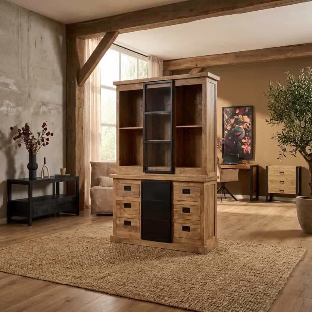 Vitrine Noa Natur-Mangoholz 160 cm
