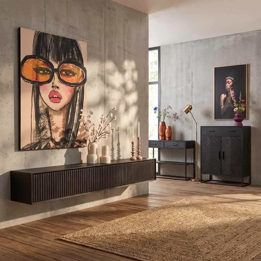TV-Hängeelement Madison Schwarz | 240 cm