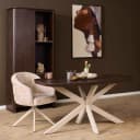 Dänischer ovaler Esstisch Madison, braun, Beine in Sandfarbe, Mangoholz, 160 cm - Starfurn