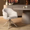 Drehbarer Esszimmerstuhl Bella Off White, Fuß in Sand - Starfurn