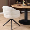 Drehbarer Esszimmerstuhl Bella Off White, schwarze Beine - Starfurn