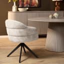 Drehbarer Esszimmerstuhl Bella Off White, schwarze Beine - Starfurn