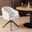 Drehbarer Esszimmerstuhl Bella Off White, schwarze Beine - Starfurn