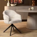 Drehbarer Esszimmerstuhl Bella Off White, schwarze Beine - Starfurn