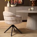 Drehbarer Esszimmerstuhl Bella, beige, mit schwarzen Beinen - Starfurn