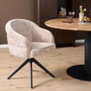 Drehbarer Esszimmerstuhl Bella, beige, mit schwarzen Beinen - Starfurn