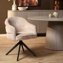 Drehbarer Esszimmerstuhl Bella, beige, mit schwarzen Beinen - Starfurn
