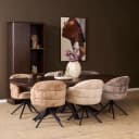 Drehbarer Esszimmerstuhl Bella, beige, mit schwarzen Beinen - Starfurn