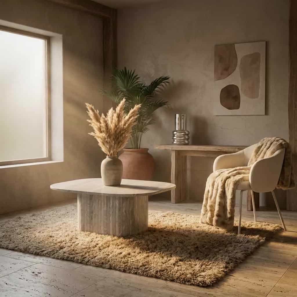 Couchtisch Dorique Braun Marmor und Mangoholz