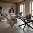 Drehbarer Esszimmerstuhl Bella Clay, bronzefarbene Beine - Starfurn