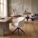 Drehbarer Esszimmerstuhl Bella Off White, schwarze Beine - Starfurn