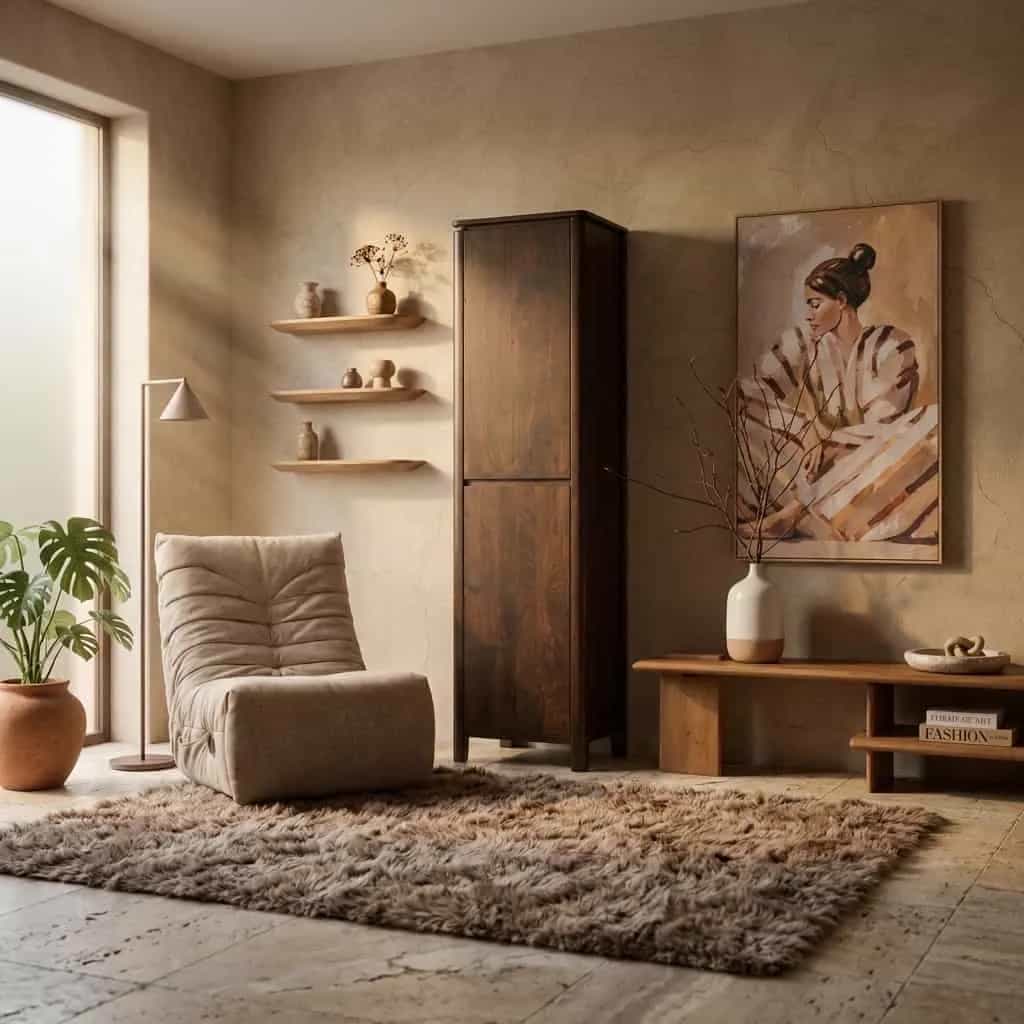 Vitrinenschrank Dallas, braunes Mangoholz, 55 cm