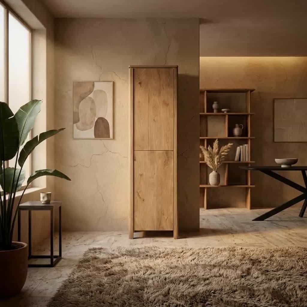 Vitrinenschrank Dallas Natur-Mangoholz 55 cm