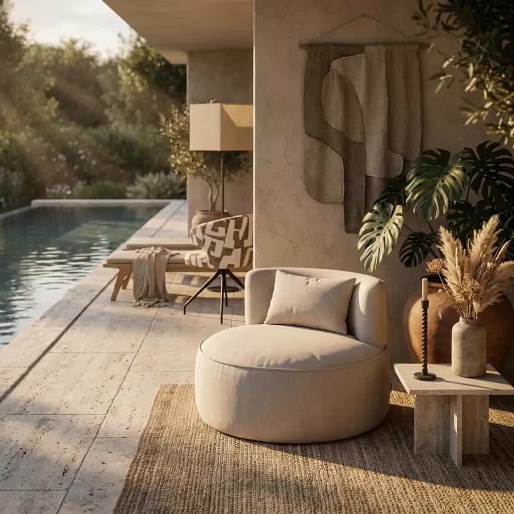 Lounge-Sessel Nammos beige, drehbar