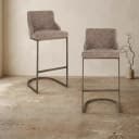Barhocker Bolton brauner Tweed (2er Set) - Richmond Interiors