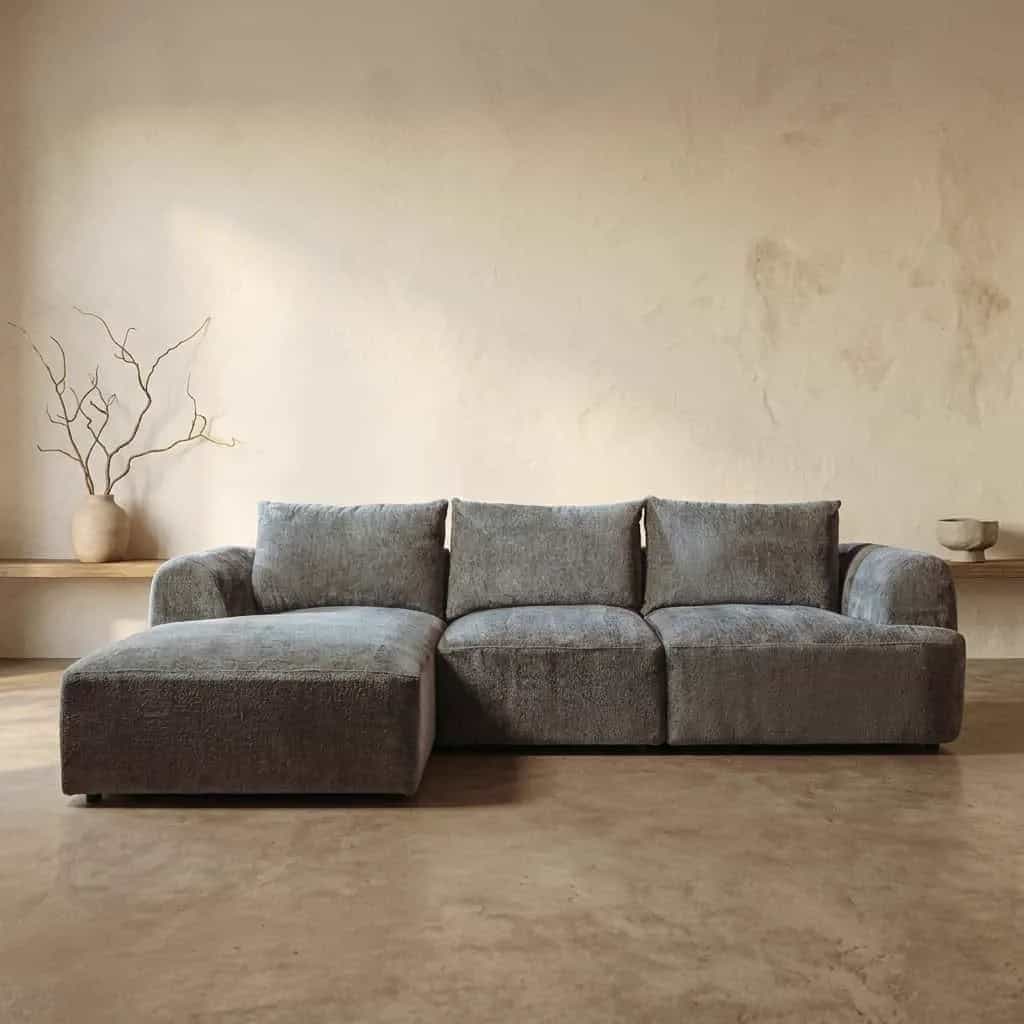 Canterbury 2 5-AR + Chaise L - Mona 464 Zementgrau