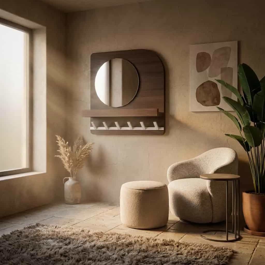 Garderobe Curaçao 45 mit Spiegel und 6 Haken
