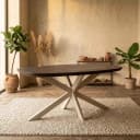 Dänischer ovaler Esstisch Madison, braun, Beine in Sandfarbe, Mangoholz, 160 cm - Starfurn