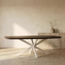 Dänischer ovaler Esstisch Madison, braun, Beine in Sandfarbe, Mangoholz, 280 cm - Starfurn