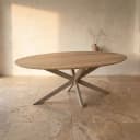 Eichentisch Ferris | Oval 180 cm | Naturfarben | Tischbeine in Sand - Starfurn